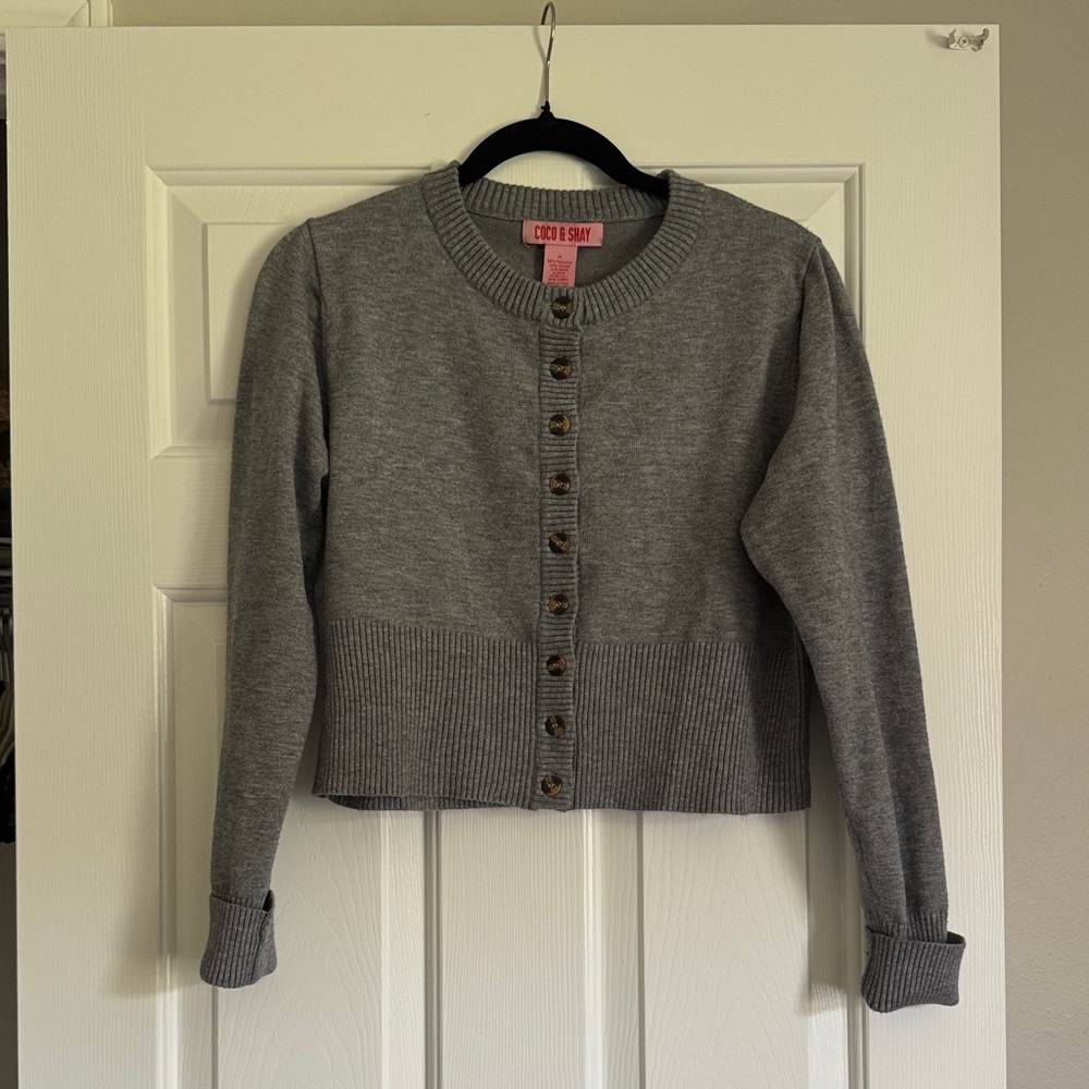 Coco and Shay Charcoal Button-Up Cardigan